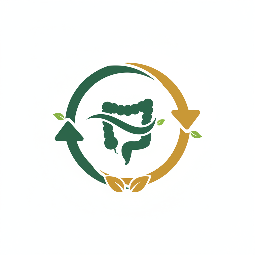 Create an icon that symbolizes digestive reset using the colors green (#04492a) and gold (#e9c740).